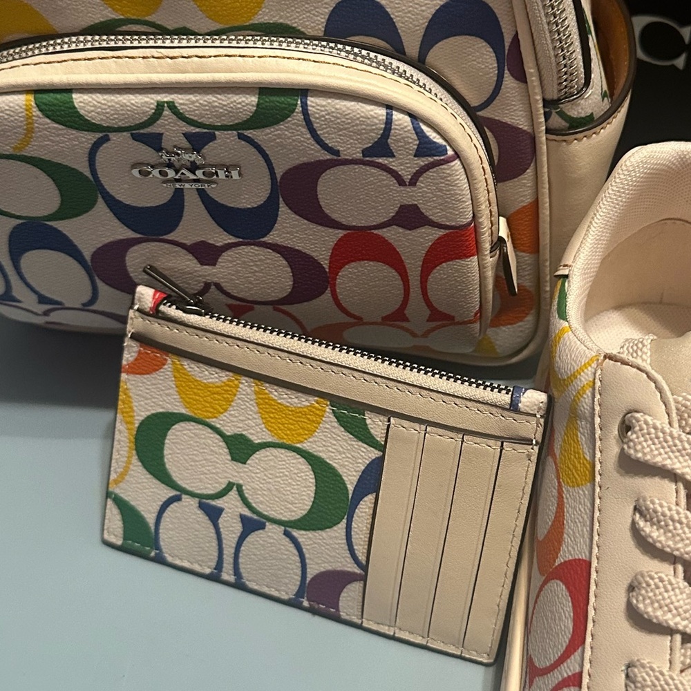 Zip Card Case In Rainbow Signature Canvas - image 1